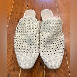 Freda Salvador Cream Woven Leather Mules Size 10